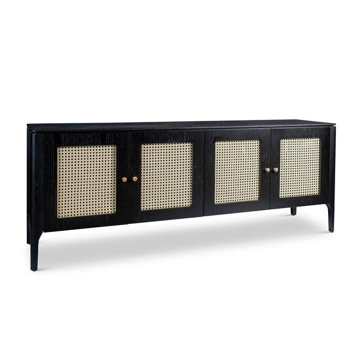 MODERN BRAZILIAN OAK VENEER MISSIONE CANE BUFFET