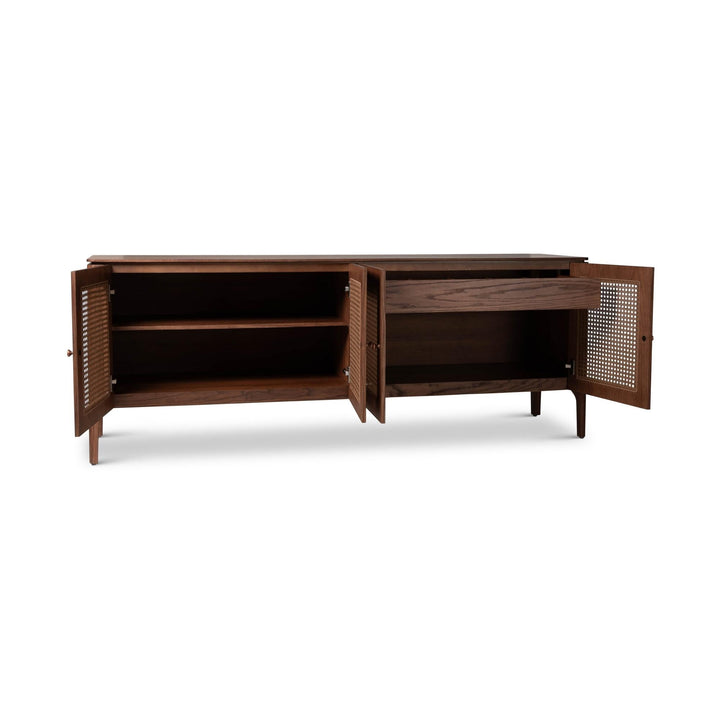MODERN BRAZILIAN OAK VENEER MISSIONE CANE BUFFET