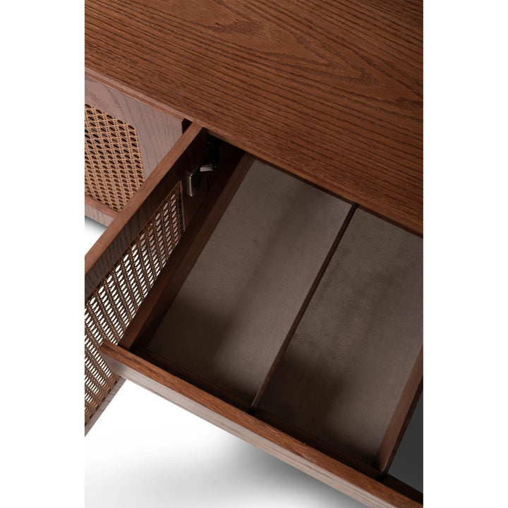 MODERN BRAZILIAN OAK VENEER MISSIONE CANE BUFFET