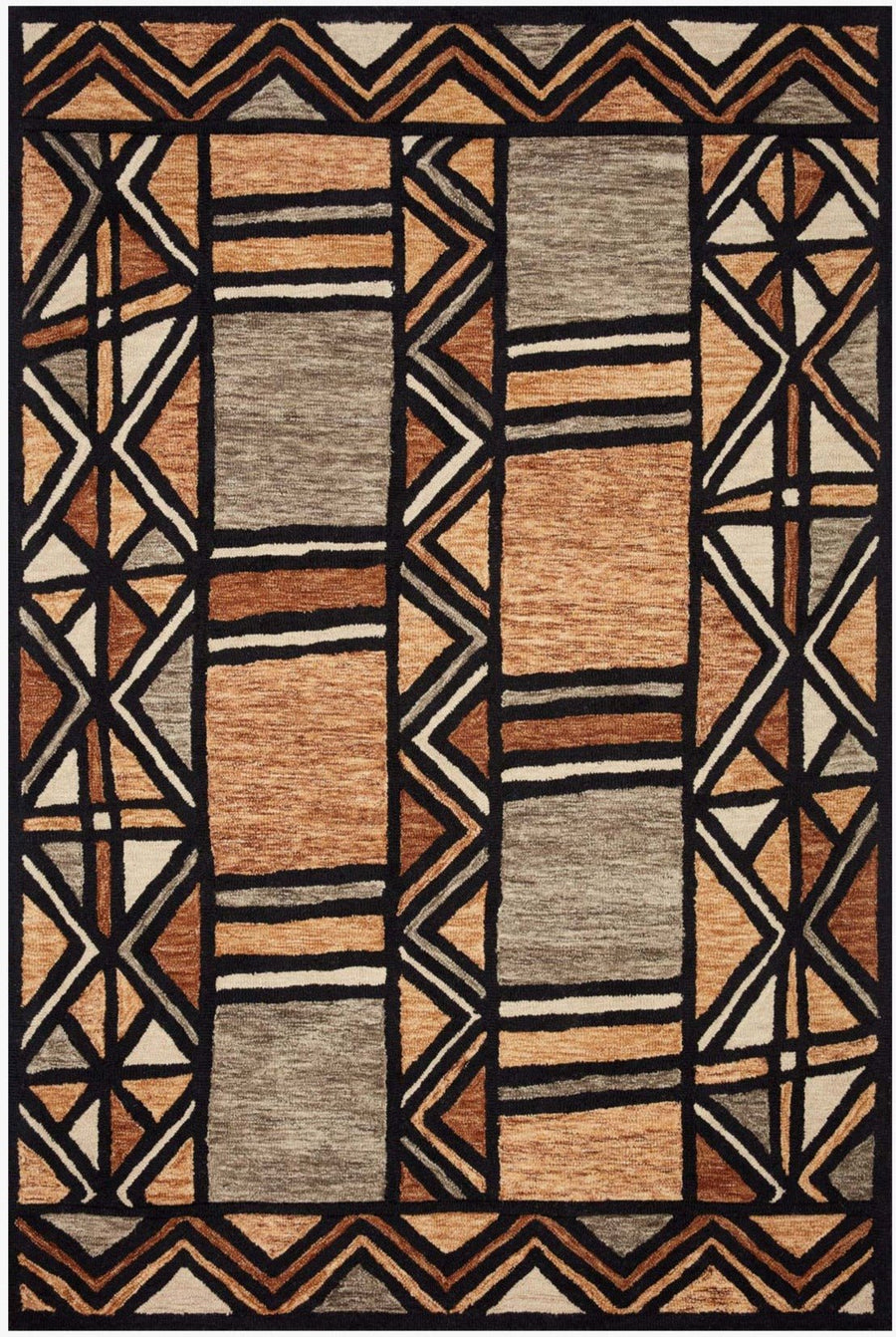 NALA HAND - TUFTED WOOL RUG: RUST, BLACK