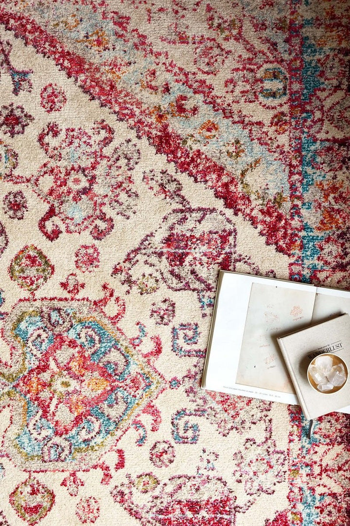 NATALYA RUG: PLUM, AQUA MULTI