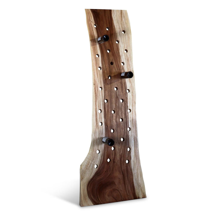 NATURALS SOLID CHAMCHA WOOD LEANING CHAMCHA WINE RACK
