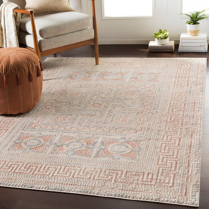 NIKOLOS RUG: DUSTY ROSE, SILVER, KHAKI