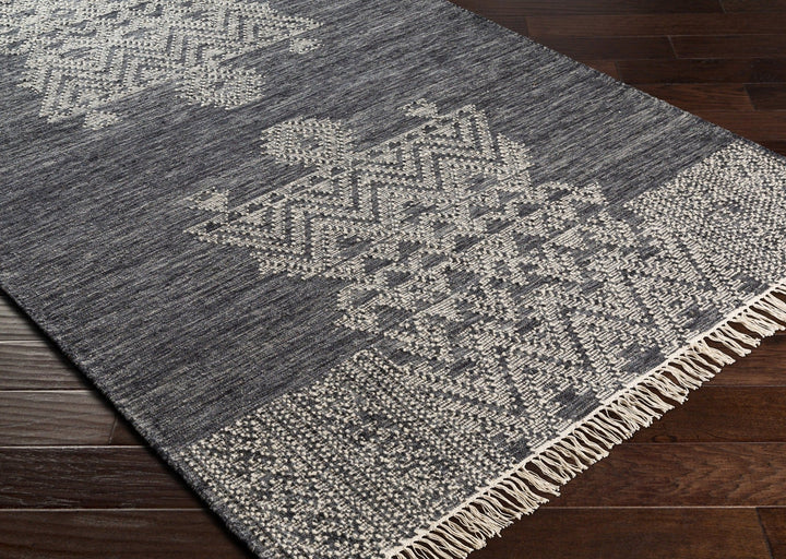 NITIN HAND - WOVEN WOOL FLAT RUG: GRAPHITE