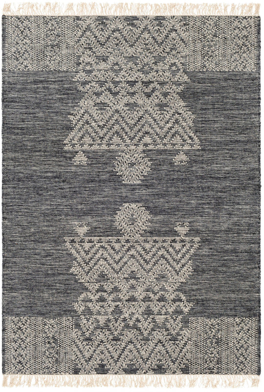 NITIN HAND - WOVEN WOOL FLAT RUG: GRAPHITE