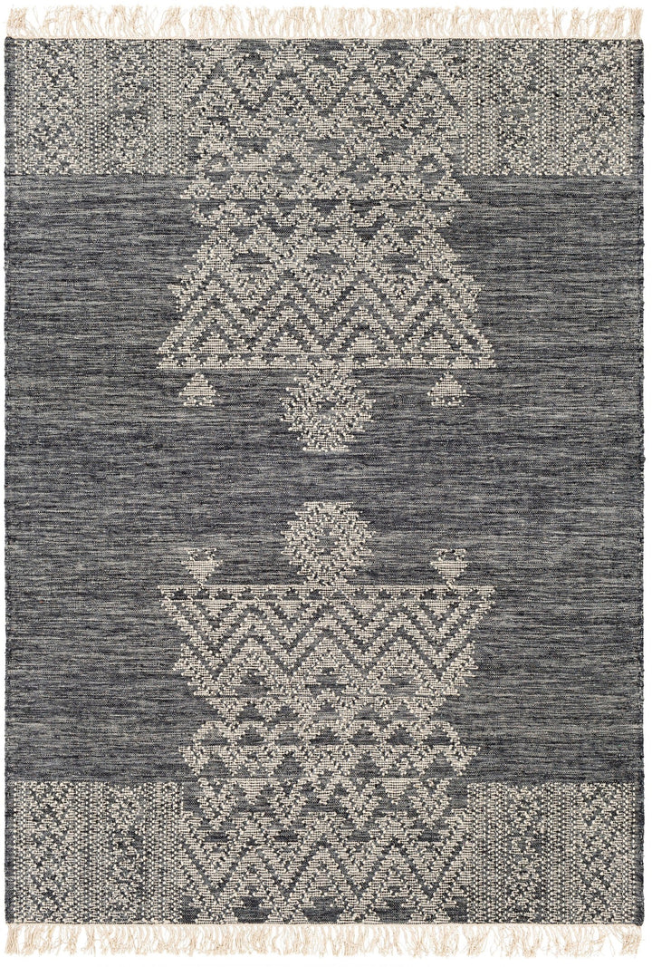NITIN HAND - WOVEN WOOL FLAT RUG: GRAPHITE