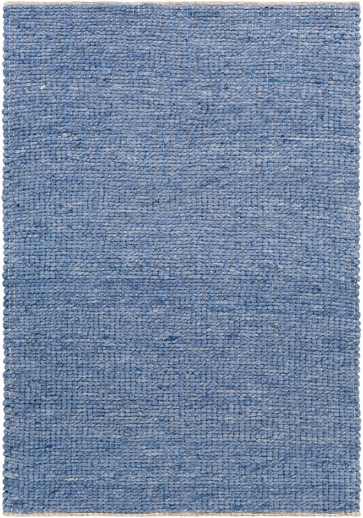 NUBBY WOVEN WOOL RUG: DENIM