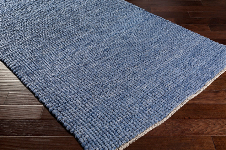 NUBBY WOVEN WOOL RUG: DENIM