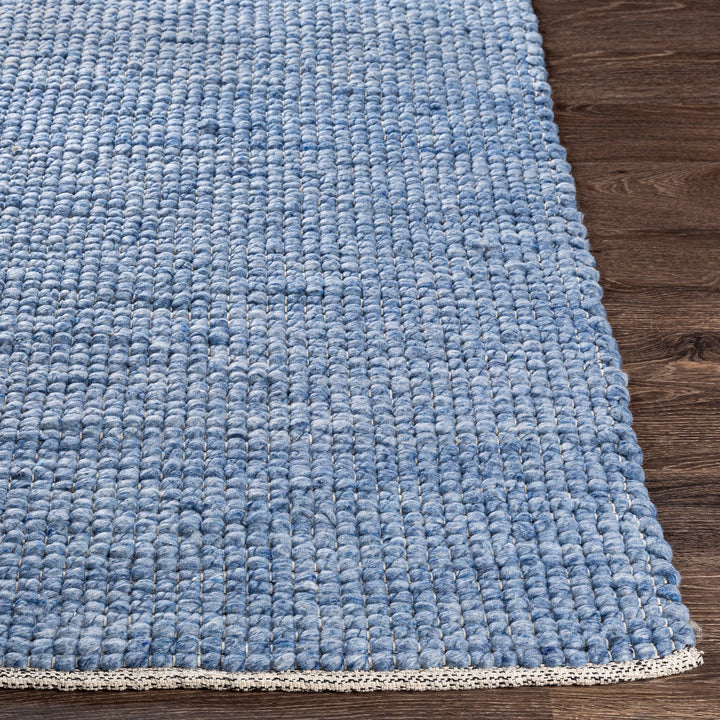NUBBY WOVEN WOOL RUG: DENIM