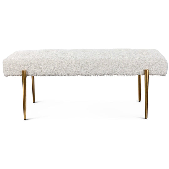 OLIVIER WHITE FAUX SHEARLING BENCH