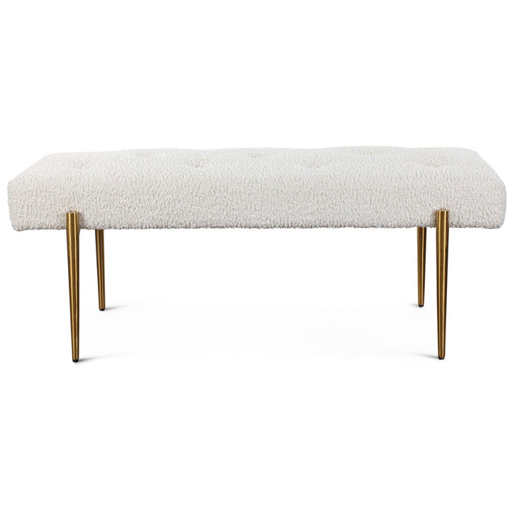OLIVIER WHITE FAUX SHEARLING BENCH