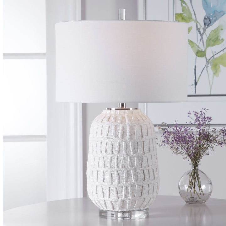 ORITA AGED WHITE CERAMIC TABLE LAMP