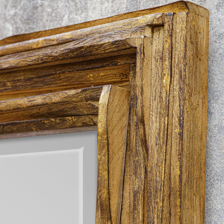 OVERLAP ANTIQUE GOLD TEAK MIRROR