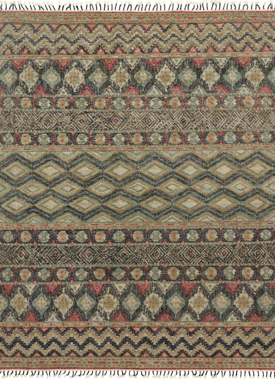 OWEN 03 JUTE + WOOL FLAT RUG: SAGE, MULTI