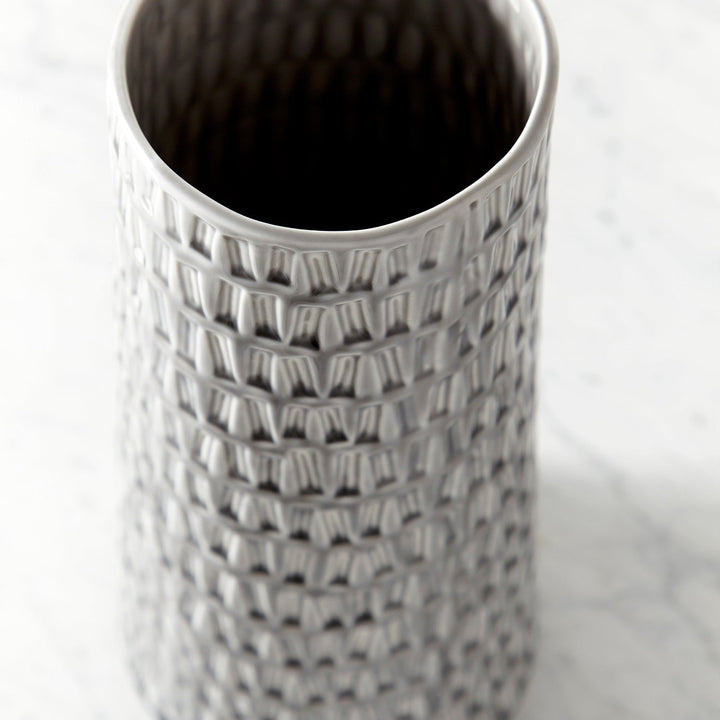OYSTER SILVER CERAMIC VASES