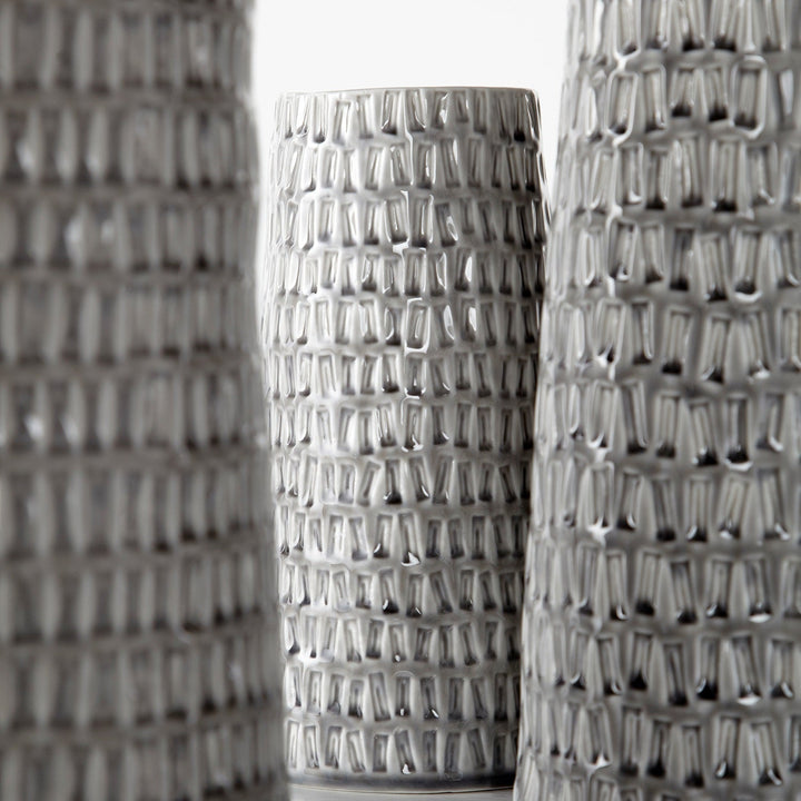 OYSTER SILVER CERAMIC VASES