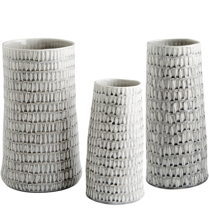OYSTER SILVER CERAMIC VASES