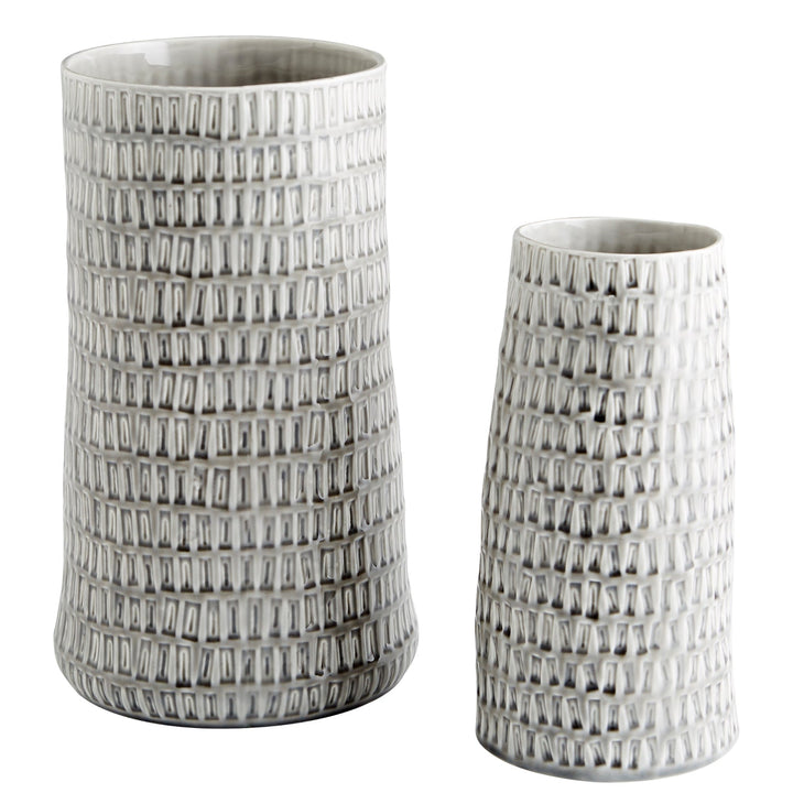 OYSTER SILVER CERAMIC VASES