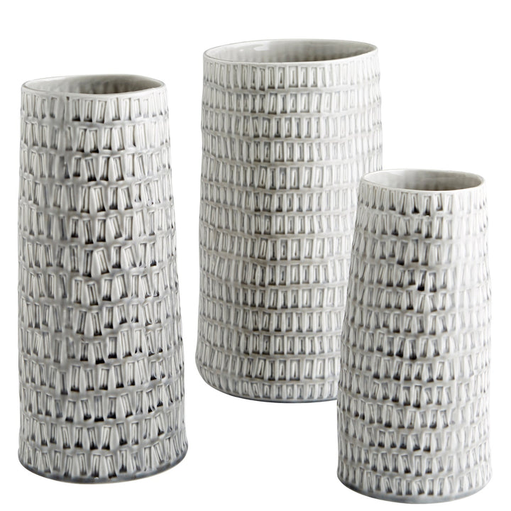 OYSTER SILVER CERAMIC VASES