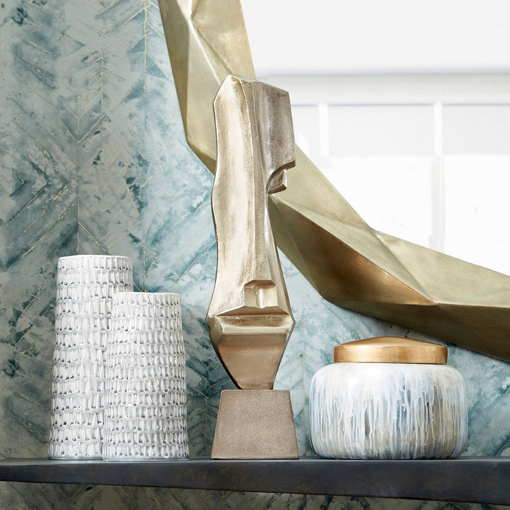 OYSTER SILVER CERAMIC VASES