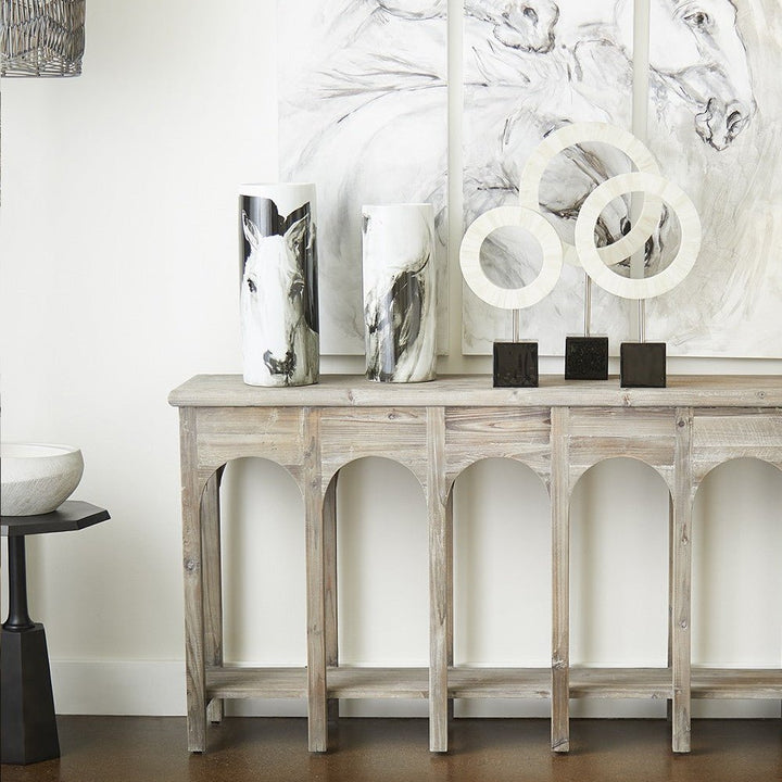 PAINTED STALLION BLACK + WHITE VASE