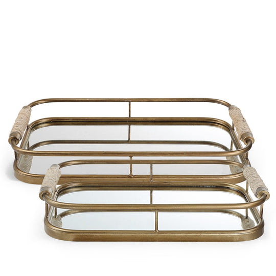 PALM SPRINGS RETRO MIRRORED SERVING TRAYS | SET OF 2
