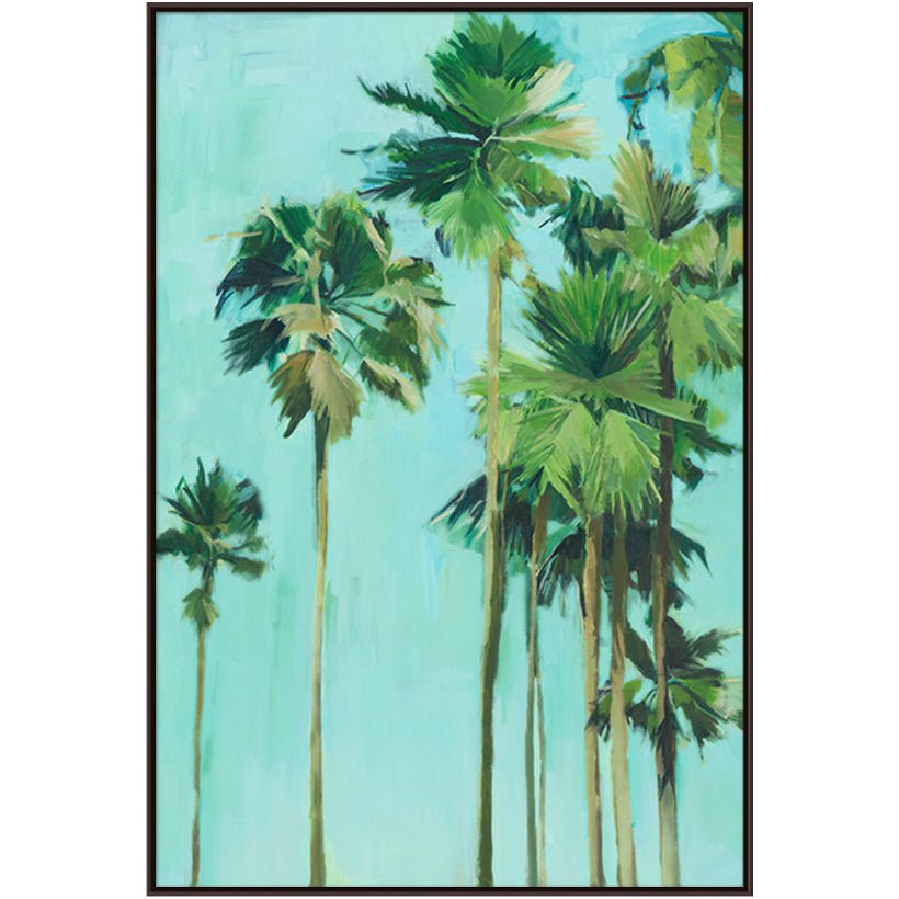 palm plant painting "PALM TREES IN SUMMER I" DIPTYCH CANVAS ART