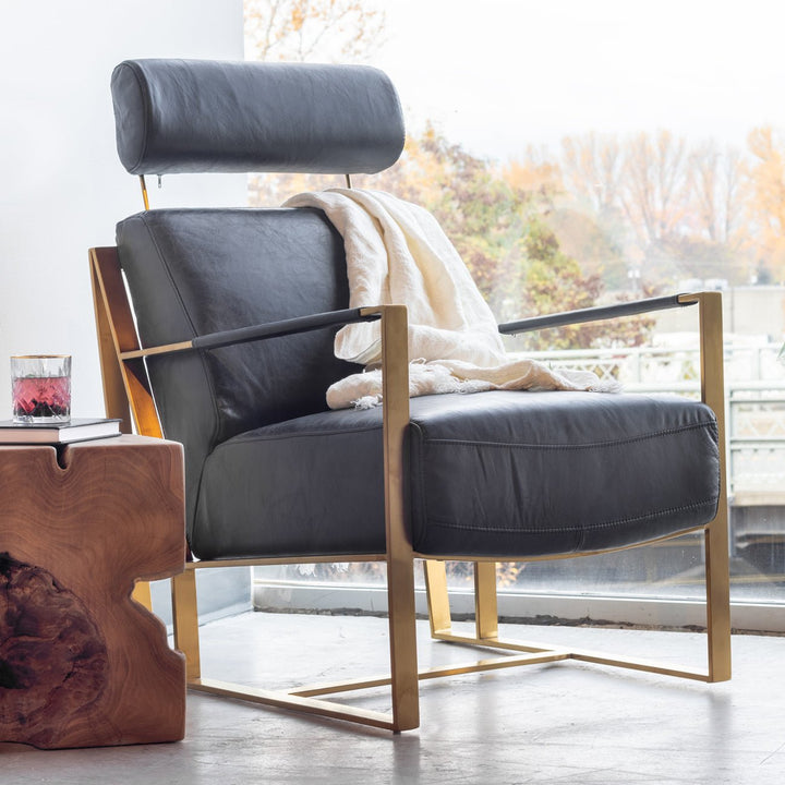 PARADISO BLACK LEATHER LOUNGER