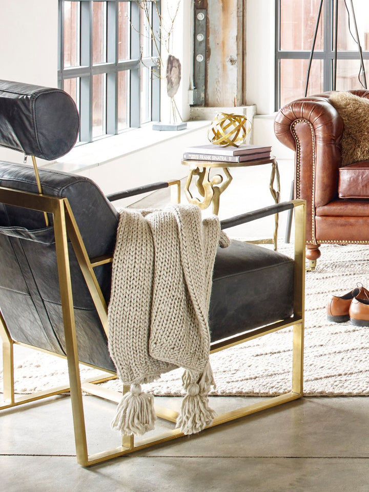 PARADISO BLACK LEATHER LOUNGER