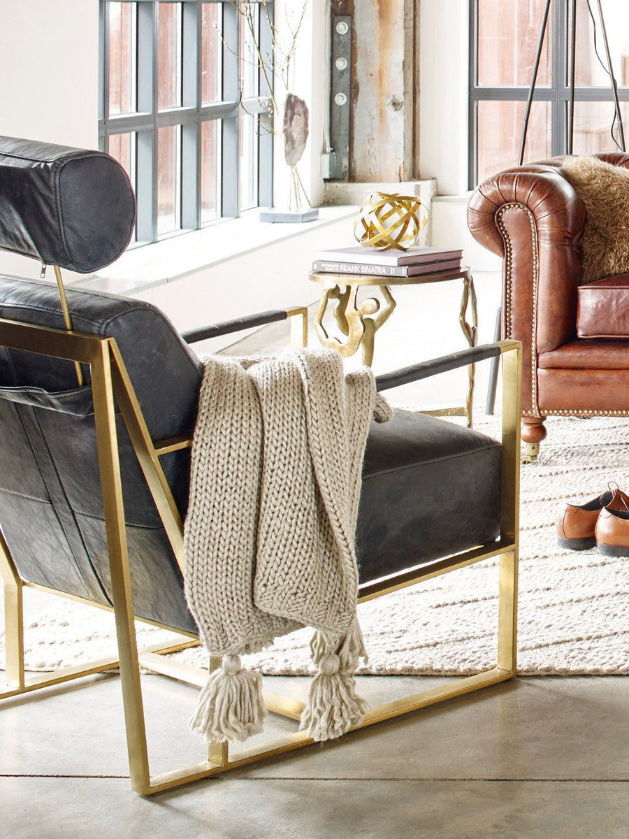 PARADISO BLACK LEATHER LOUNGER