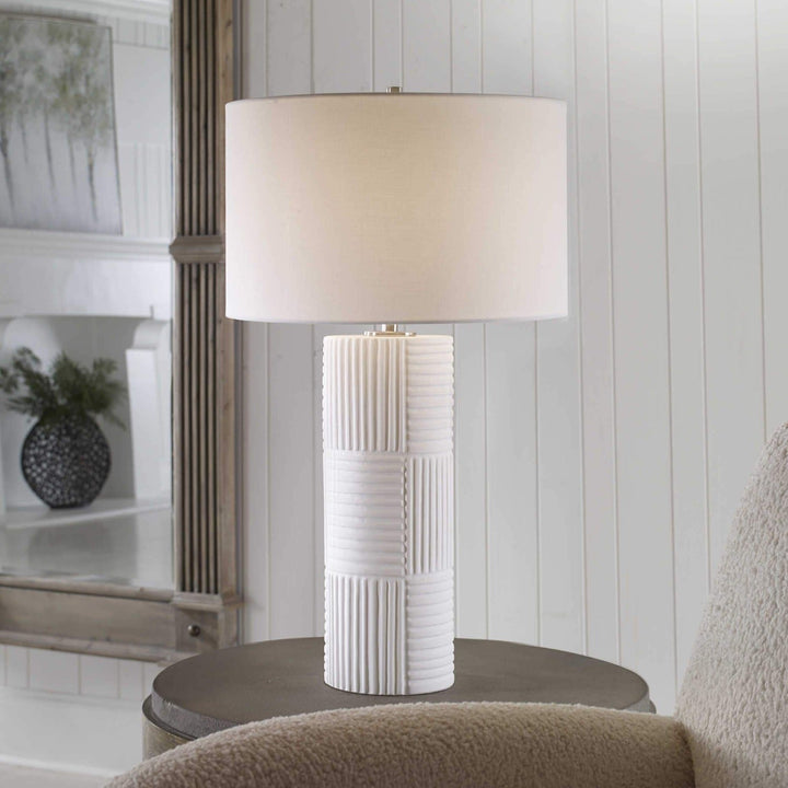 PATCHWORK WHITE CERAMIC TABLE LAMP
