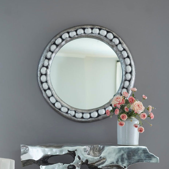 PEARL ROUND SILVER MIRROR
