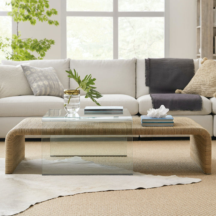 PLAYA JUTE + GLASS COFFEE TABLE
