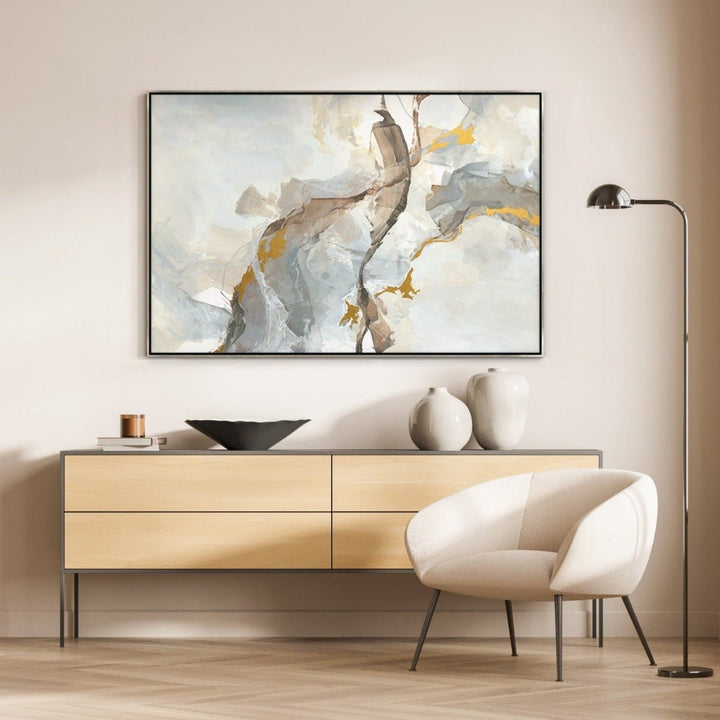 "PNEUMA" METALLIC GOLD EMBELLISHED CANVAS ART