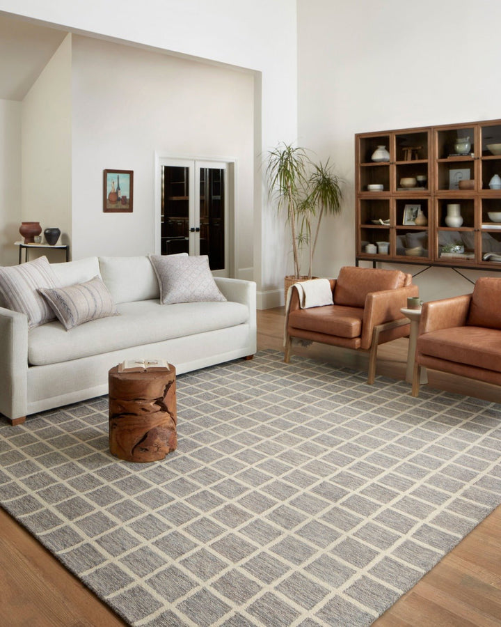 POLLY HAND - TUFTED WOOL + JUTE RUG: SLATE, IVORY