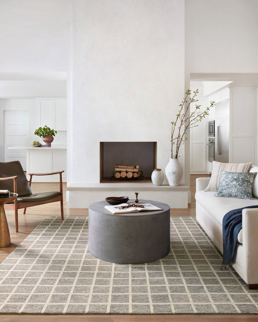 POLLY HAND - TUFTED WOOL + JUTE RUG: SLATE, IVORY