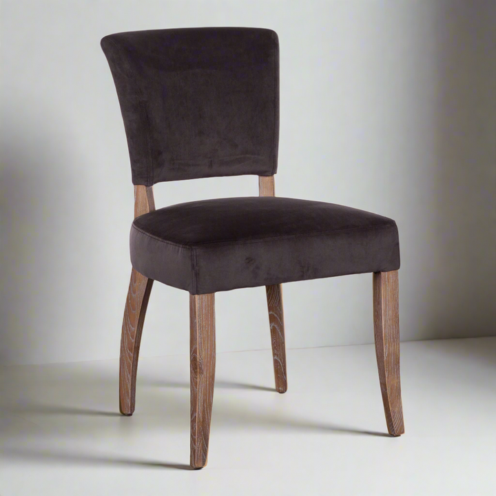 PORTIA ASPHALT GREY VELVET DINING CHAIR