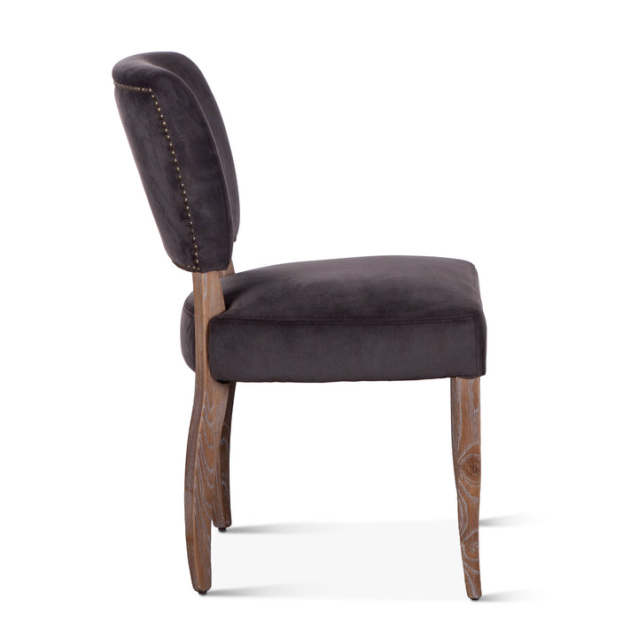 PORTIA ASPHALT GREY VELVET DINING CHAIR