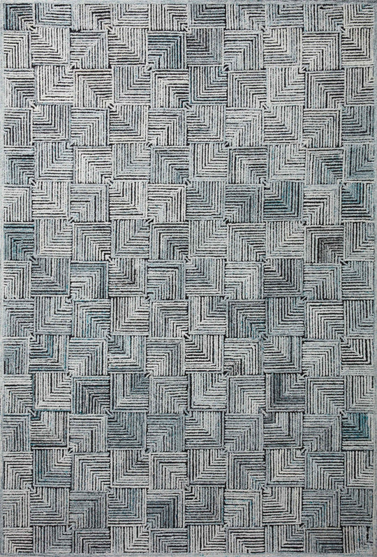 PRESCOTT POLYESTER, WOOL + VISCOSE RUG: ARCTIC BLUE