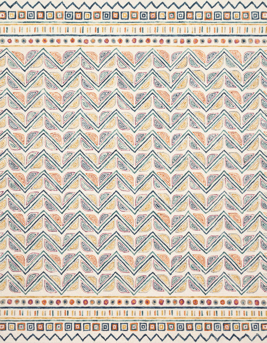 PRITI 03 HOOKED WOOL RUG: IVORY, MULTI