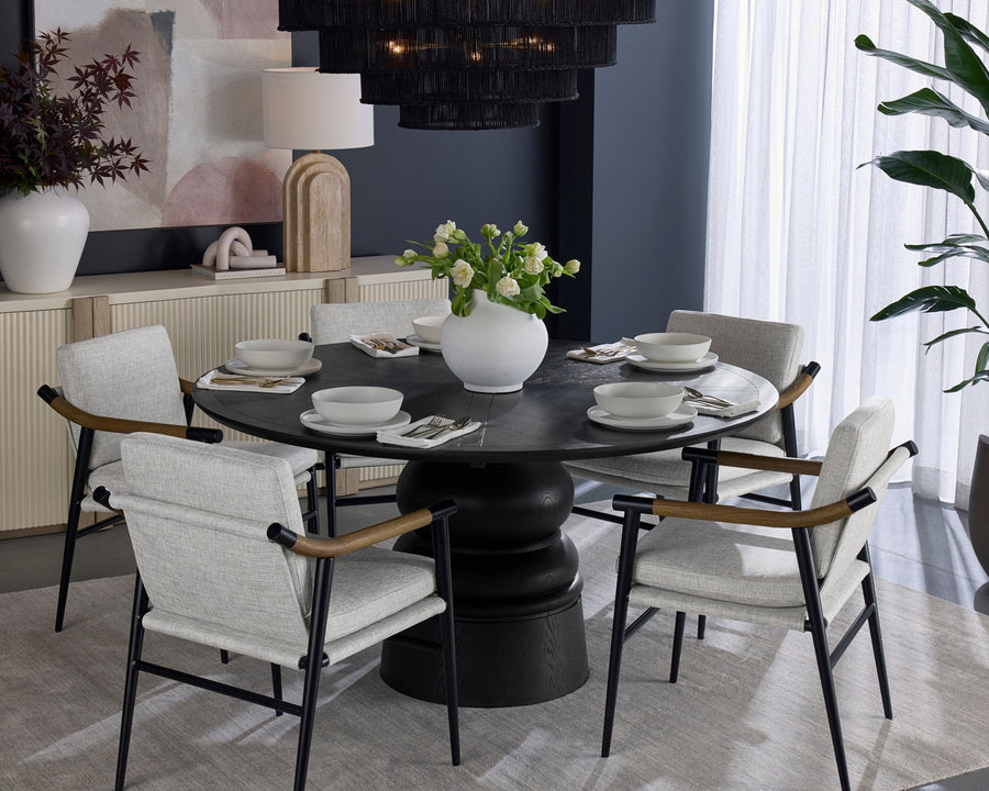 QUINTON 60" ROUND DINING TABLE - BLACK - ROOM VIEW