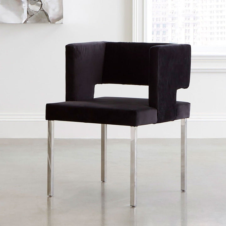 RAFFIA DINING CHAIR: BLACK