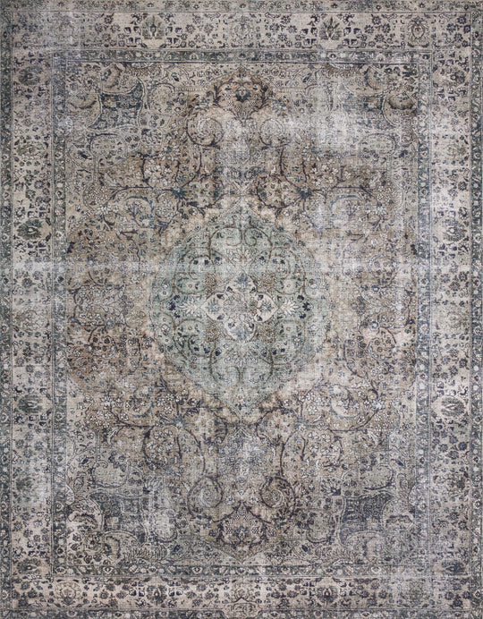 RAHUL VINTAGE PRINT FLAT RUG: GREY, TAUPE