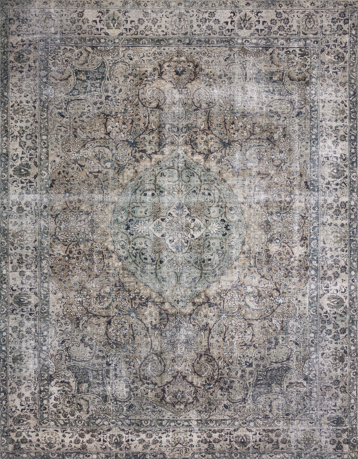RAHUL VINTAGE PRINT FLAT RUG: GREY, TAUPE