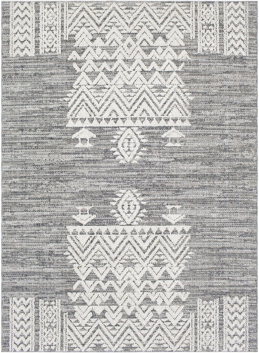 RAYMIE INDOOR - OUTDOOR RUG: GREY + WHITE