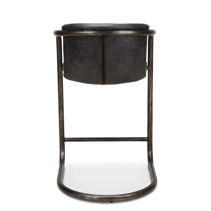 REVOLVE VINTAGE BLACK LEATHER COUNTER STOOLS | SET OF 2