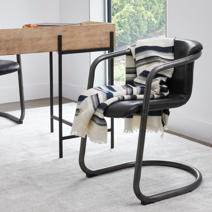 REVOLVE VINTAGE LEATHER DINING CHAIR: BLACK | SET OF 2