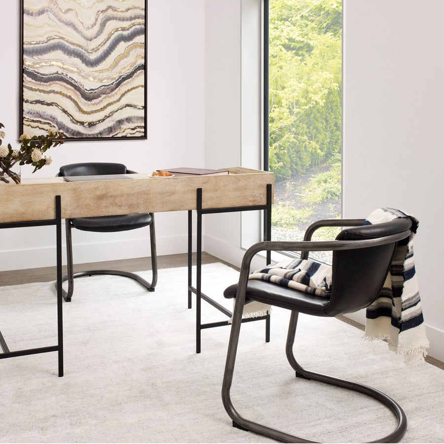 REVOLVE VINTAGE LEATHER DINING CHAIR: BLACK | SET OF 2