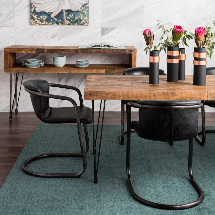 REVOLVE VINTAGE LEATHER DINING CHAIR: BLACK | SET OF 2