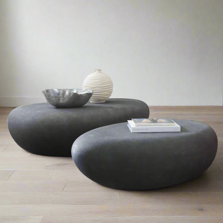 RIVER STONE INDOOR - OUTDOOR COFFEE TABLE: CHARCOAL